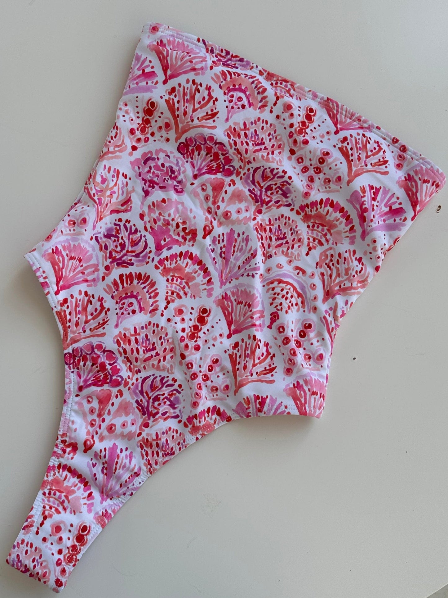 Galina strapless swimsuit with pattern - White/pink