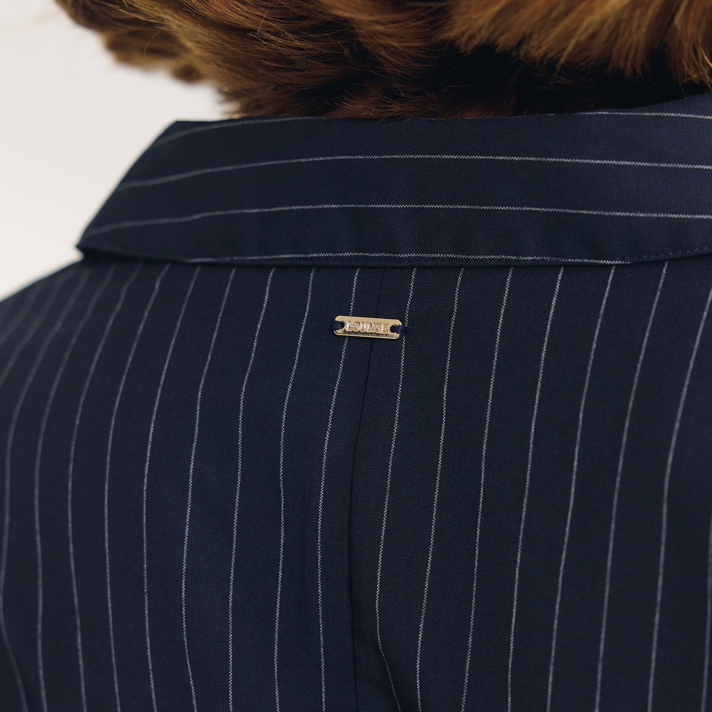 Asymmetric Shirt - Navy Pinstripe