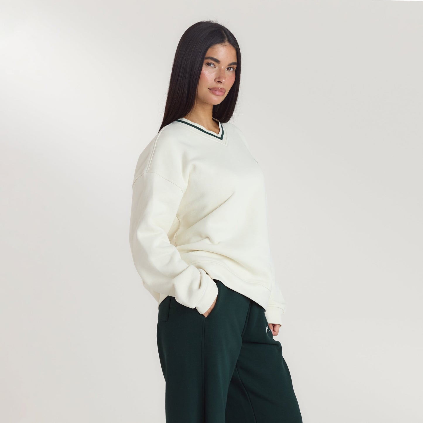 Lounge Living V-Neck Jumper - Cream