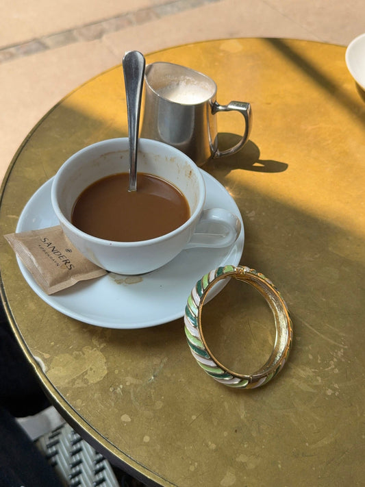 Eivora striped bangle – green/white/gold