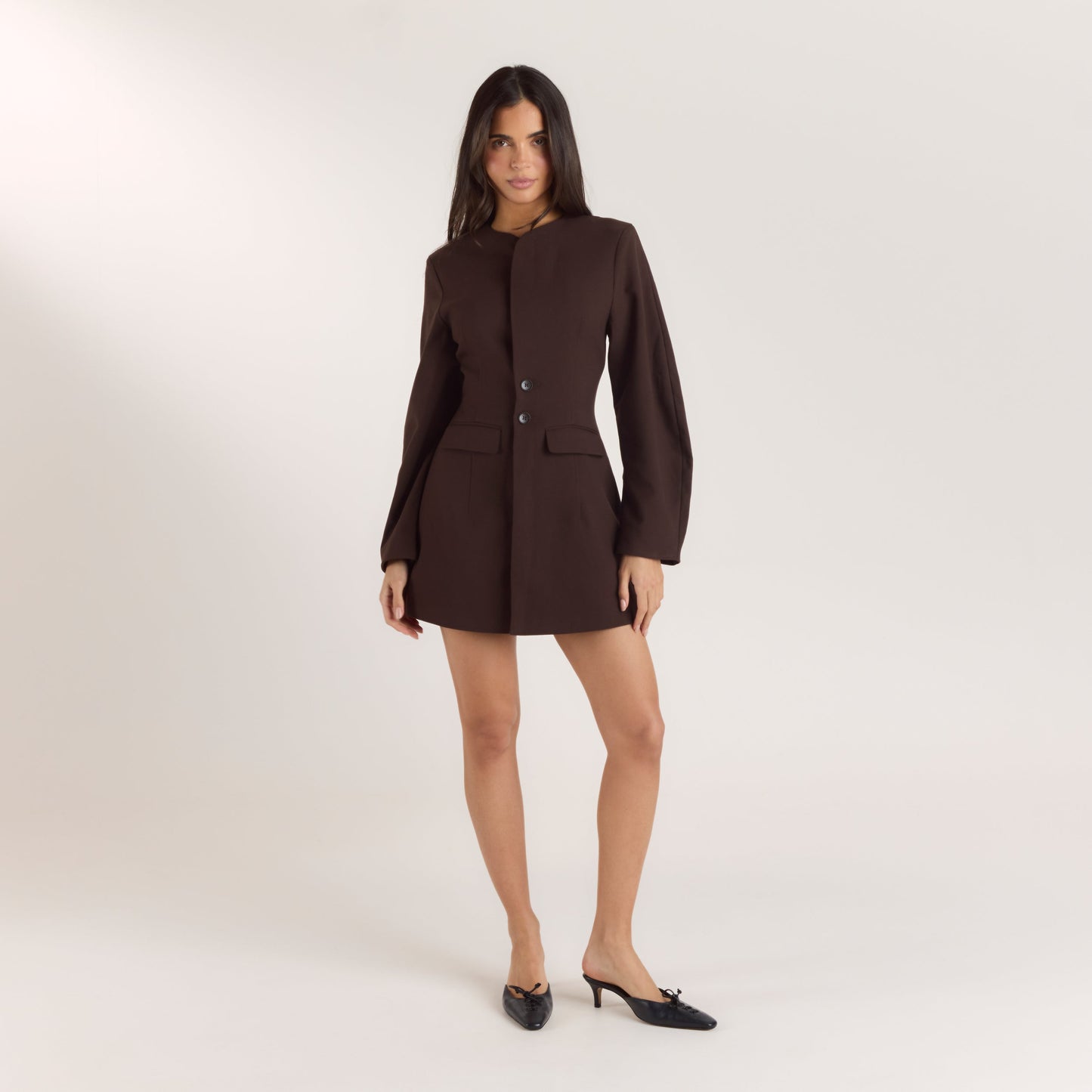 Structured Blazer Dress - Chocolate