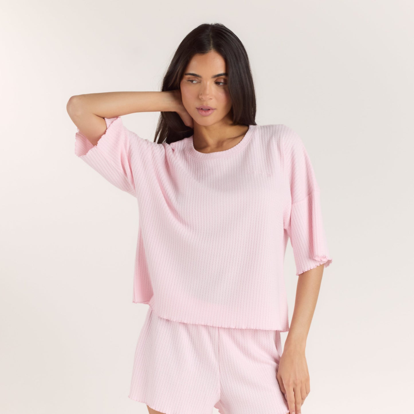 Soft Waffle Pyjama Top - Pink