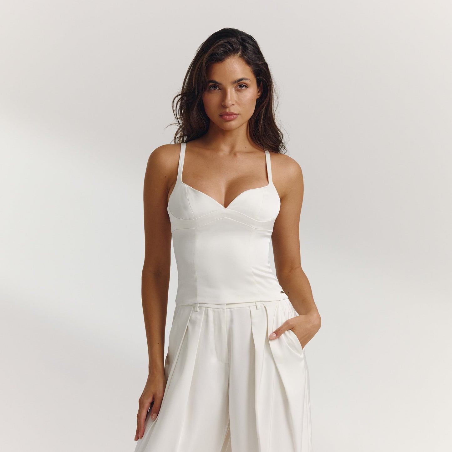 Satin Structured Top - Off White