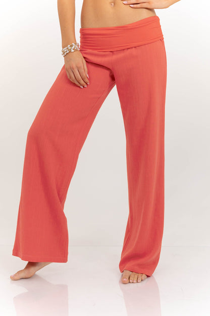 The Iconic Coral Foldover Pants