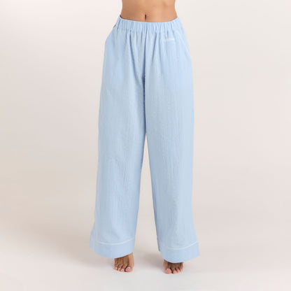 Textured Cotton Pyjama Bottoms - Blue