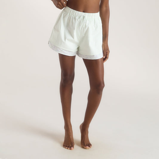 Bloom & Stripe Pyjama Shorts - Sage