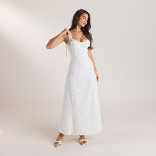 Corset Back Maxi Dress - White