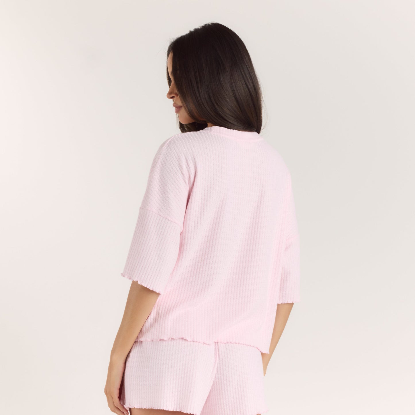 Soft Waffle Pyjama Top - Pink