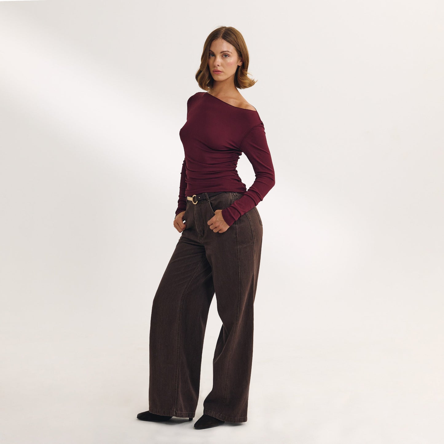 Slash Neck Top - Cherry Lacquer