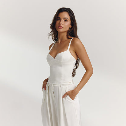 Satin Structured Top - Off White