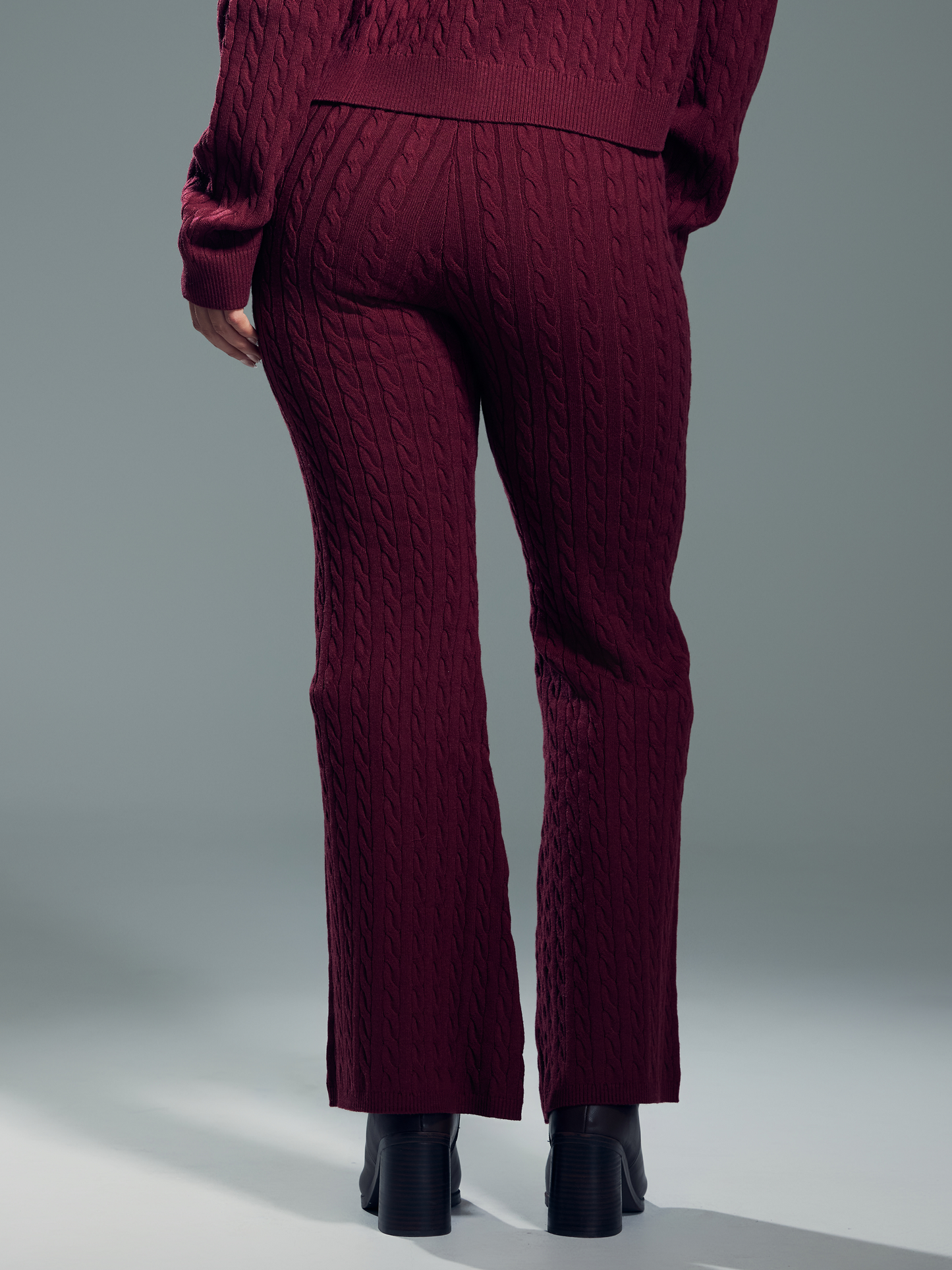 Cable Knit Fold Over Flare Pants