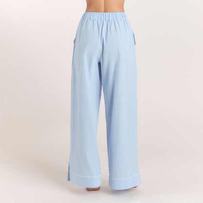 Textured Cotton Pyjama Bottoms - Blue
