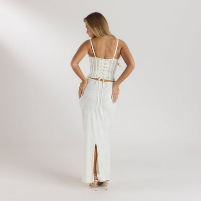 Blossom Maxi Dress with Bodysuit - Cream