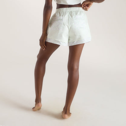 Bloom & Stripe Pyjama Shorts - Sage