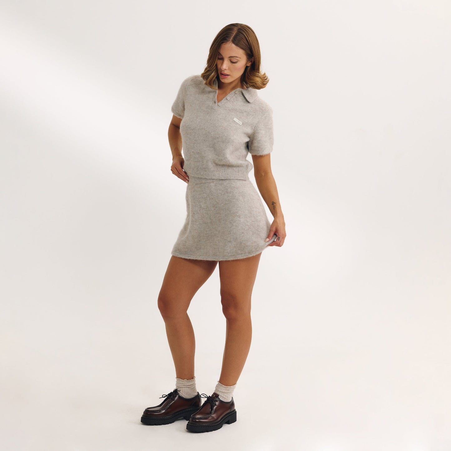 Knitted Mini Skirt - Mink