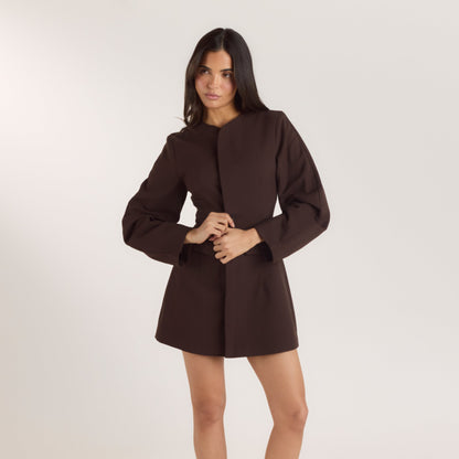 Structured Blazer Dress - Chocolate
