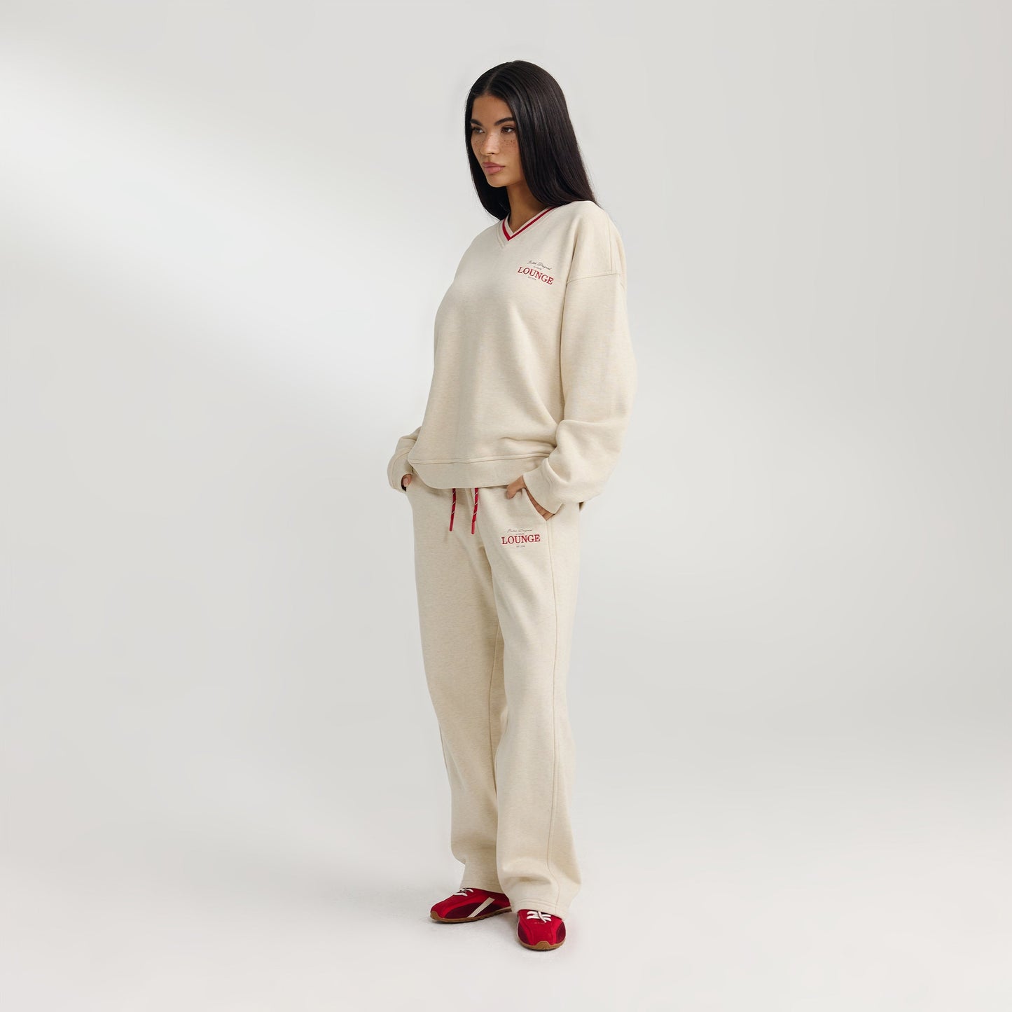 V-Neck Jumper - Oat Marl