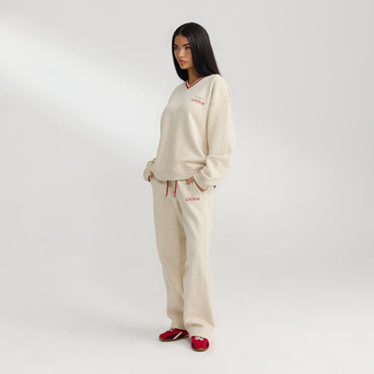 V-Neck Jumper - Oat Marl