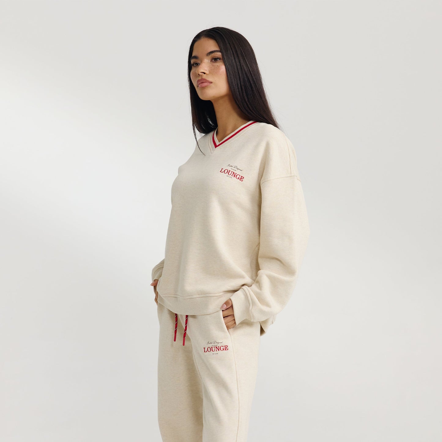 V-Neck Jumper - Oat Marl