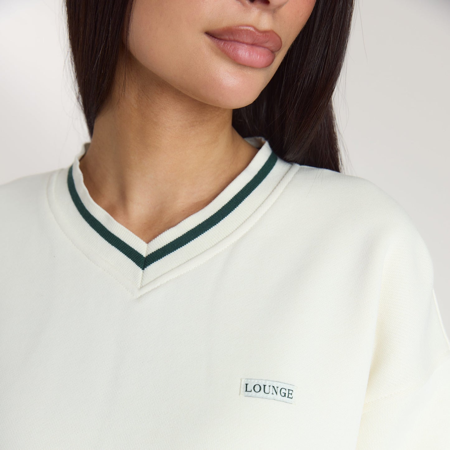 Lounge Living V-Neck Jumper - Cream