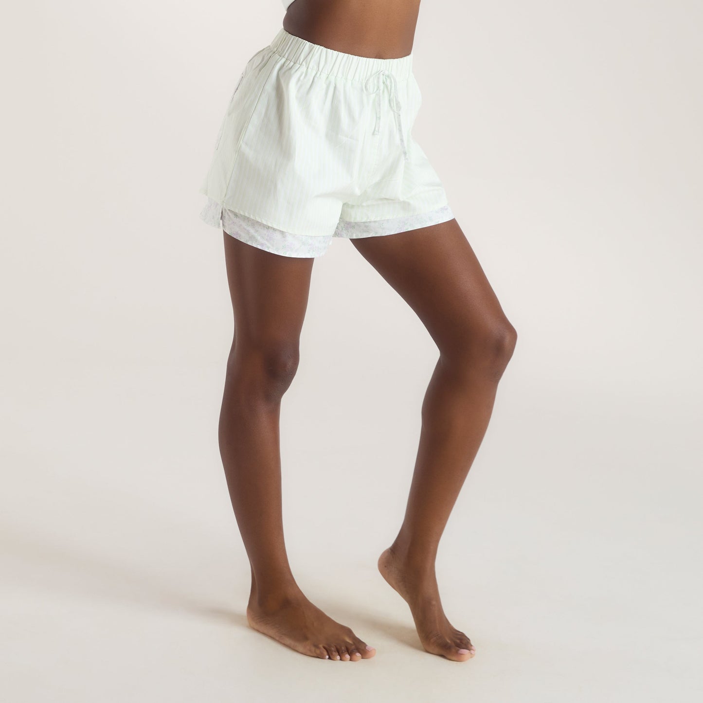 Bloom & Stripe Pyjama Shorts - Sage