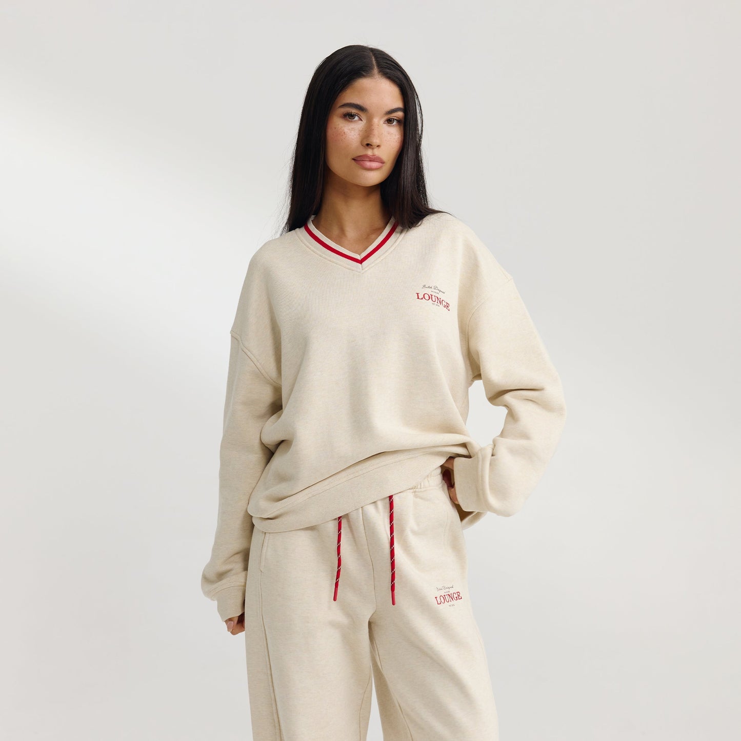 V-Neck Jumper - Oat Marl