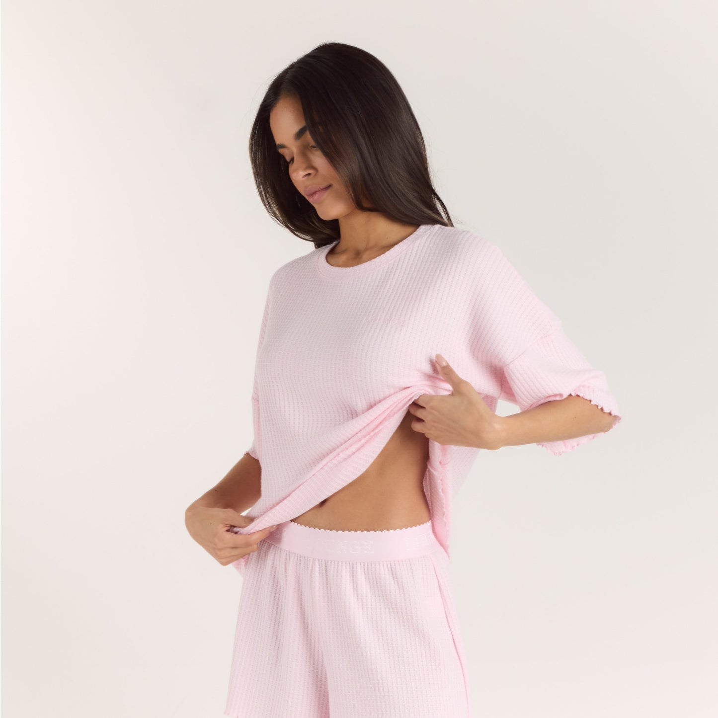 Soft Waffle Pyjama Top - Pink