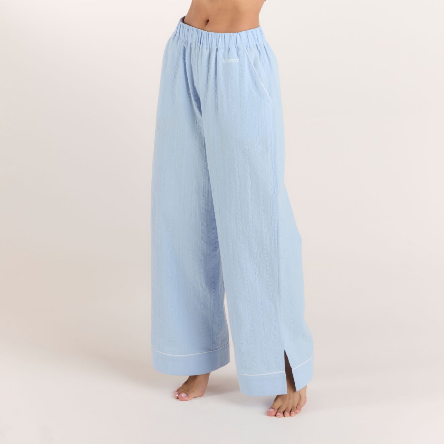 Textured Cotton Pyjama Bottoms - Blue