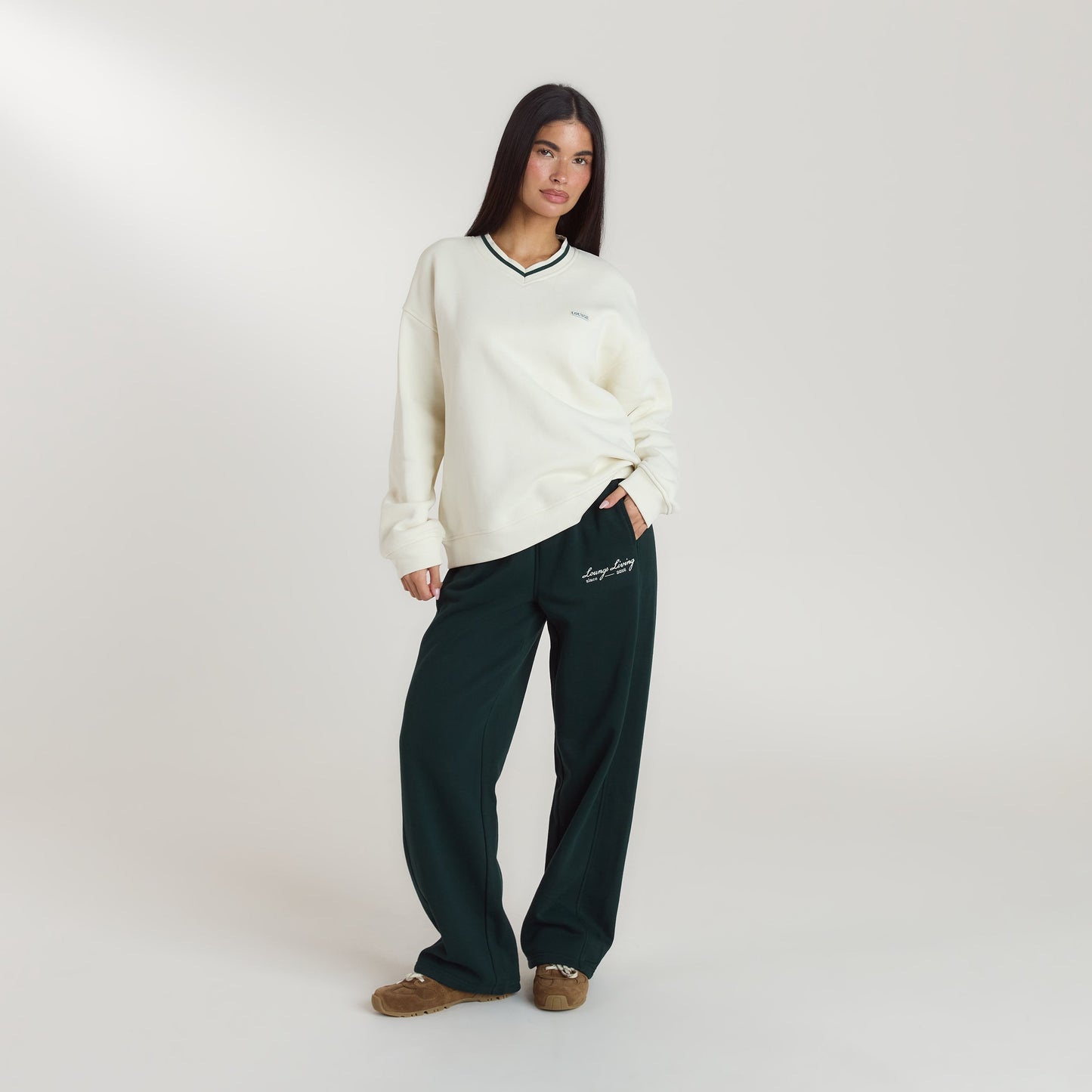 Lounge Living V-Neck Jumper - Cream