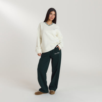 Lounge Living V-Neck Jumper - Cream