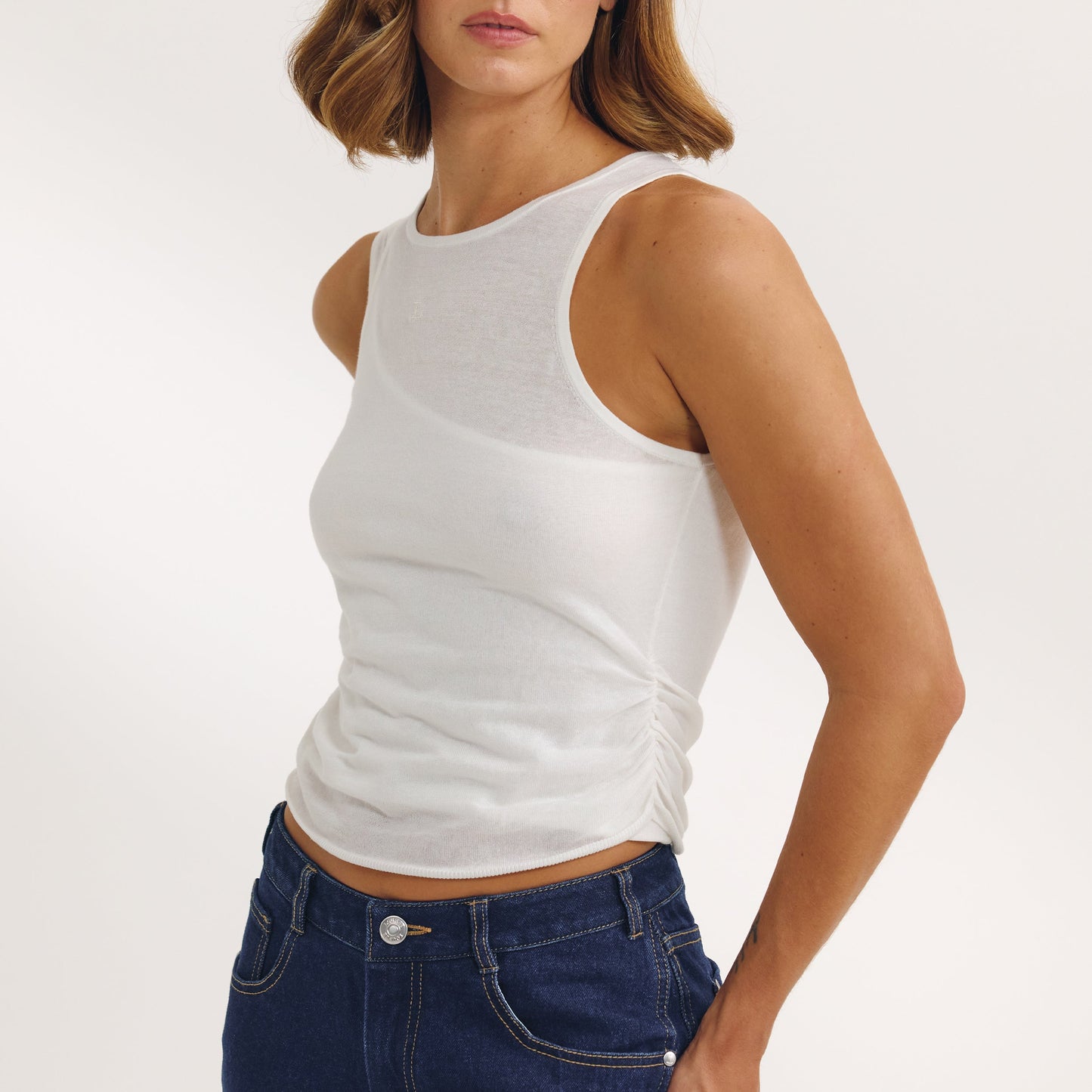 Layered Tank Top - White