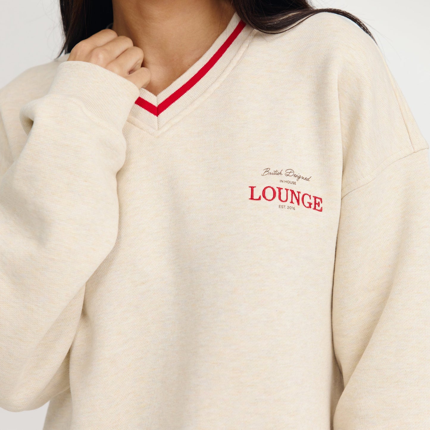 V-Neck Jumper - Oat Marl