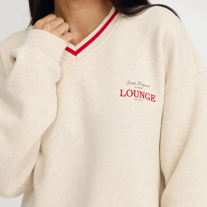 V-Neck Jumper - Oat Marl