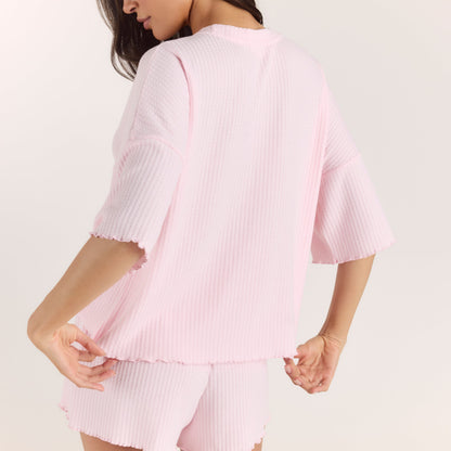 Soft Waffle Pyjama Top - Pink