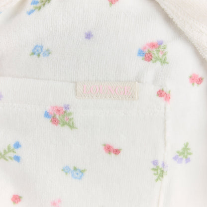 Towelling Bathrobe - White Print