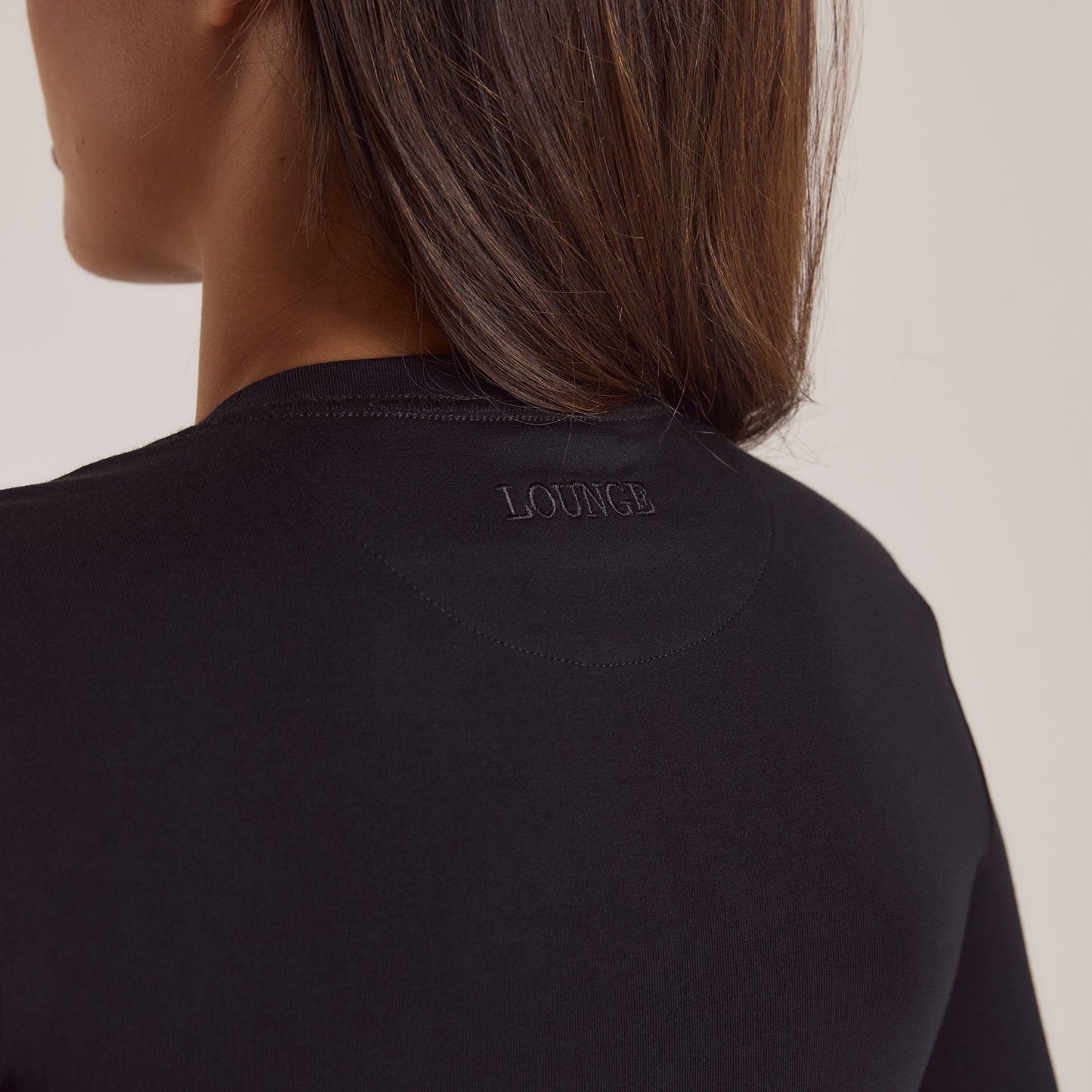 Cotton Blend Long Sleeve Top - Black