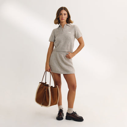 Knitted Mini Skirt - Mink