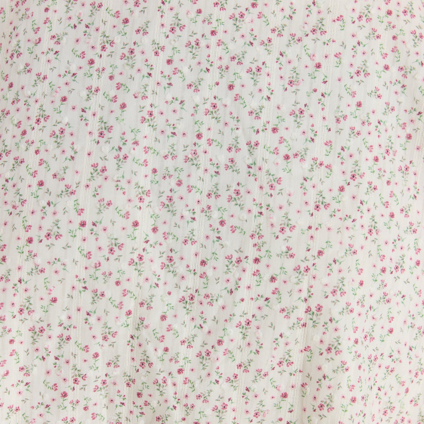 Pleat & Lace Detail Mini Dress - Cream Floral