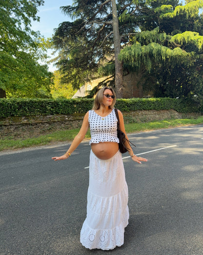 Cathrine smock polka dotted top - White/black