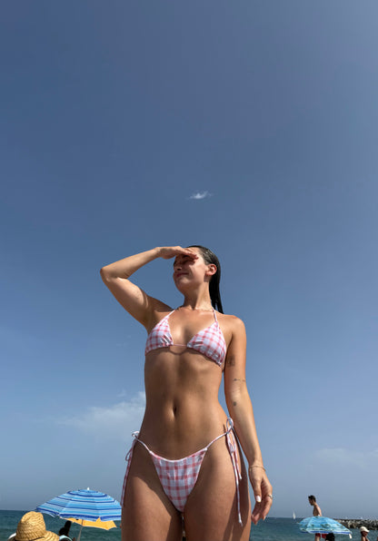 Solveig bikini with checkers – White/pink