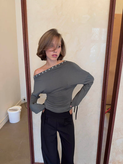 Ukana blouse with buttons - Khaki