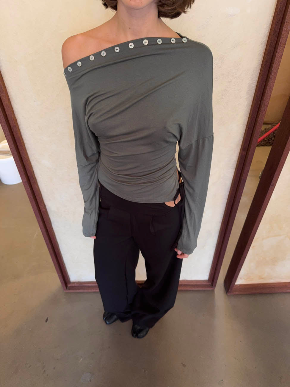 Ukana blouse with buttons - Khaki