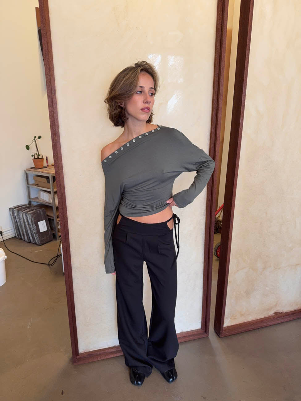 Ukana blouse with buttons - Khaki