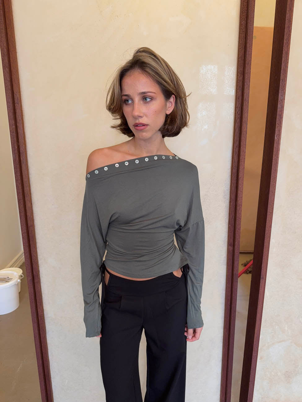 Ukana blouse with buttons - Khaki