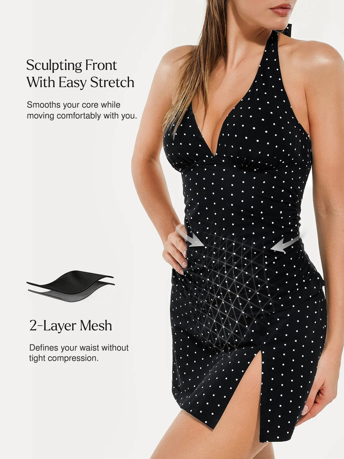 Sculpting Halter Tankini Skirt Swimsuit Set