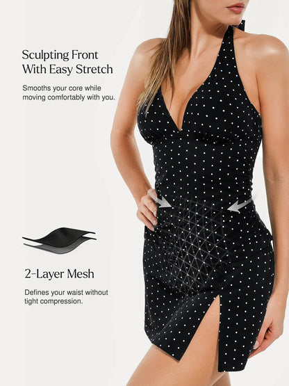 Sculpting Halter Tankini Skirt Swimsuit Set