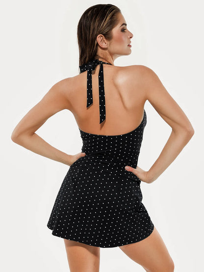 Sculpting Halter Tankini Skirt Swimsuit Set