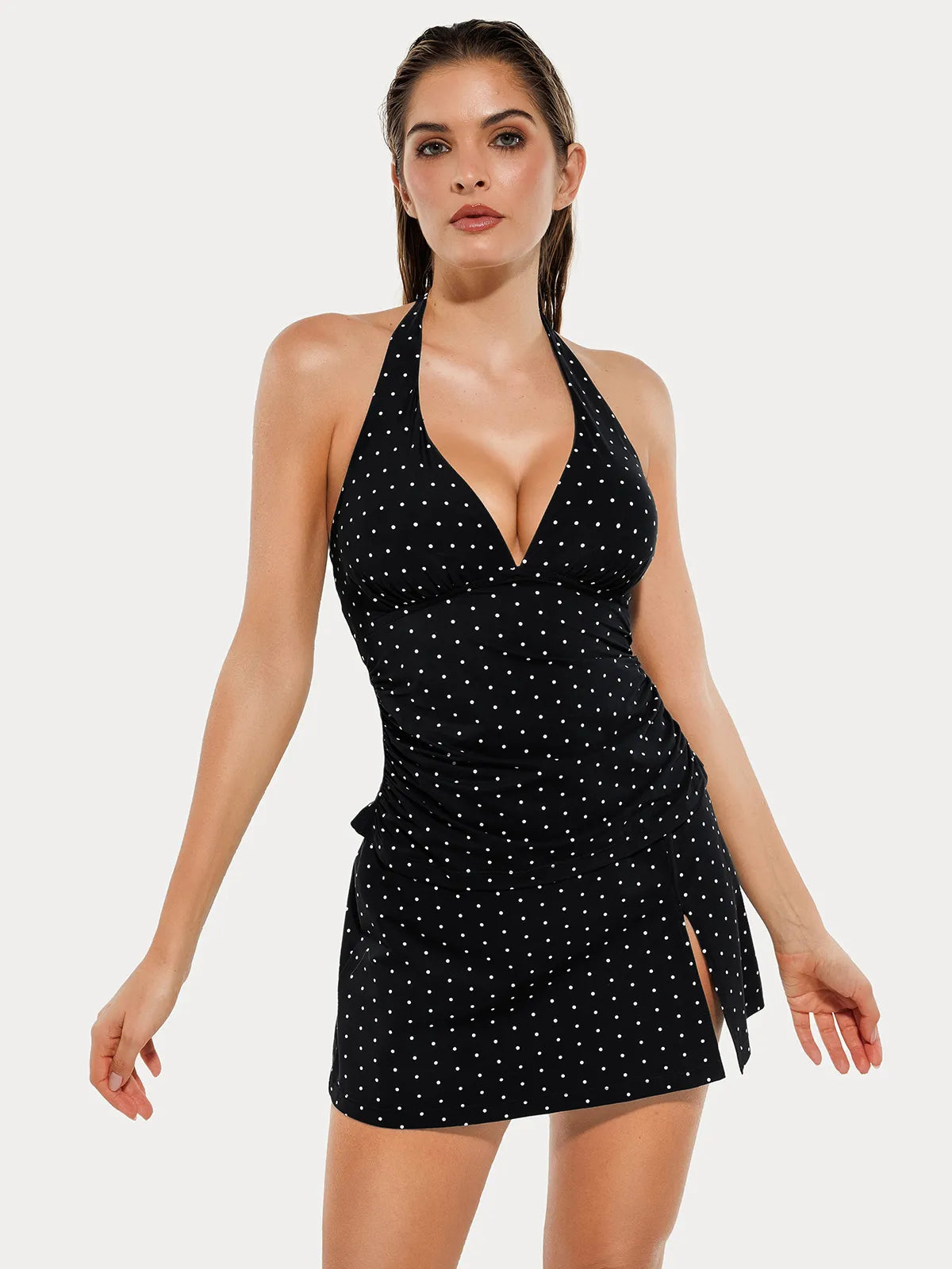 Sculpting Halter Tankini Skirt Swimsuit Set