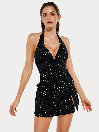 Sculpting Halter Tankini Skirt Swimsuit Set