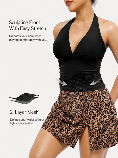 Sculpting Halter Tankini Skirt Swimsuit Set